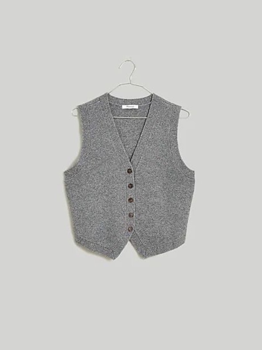 NWT Madewell V-Neck Button-Front V-Neck Sweater Vest Heather Graphite Grey XS